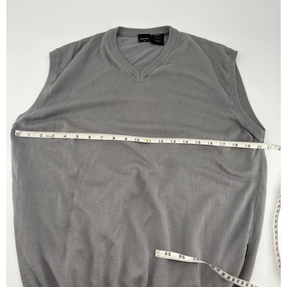 Hugo Boss Golf Mens V-Neck Sweater Vest Gray Cotton Modal Made in Italy M